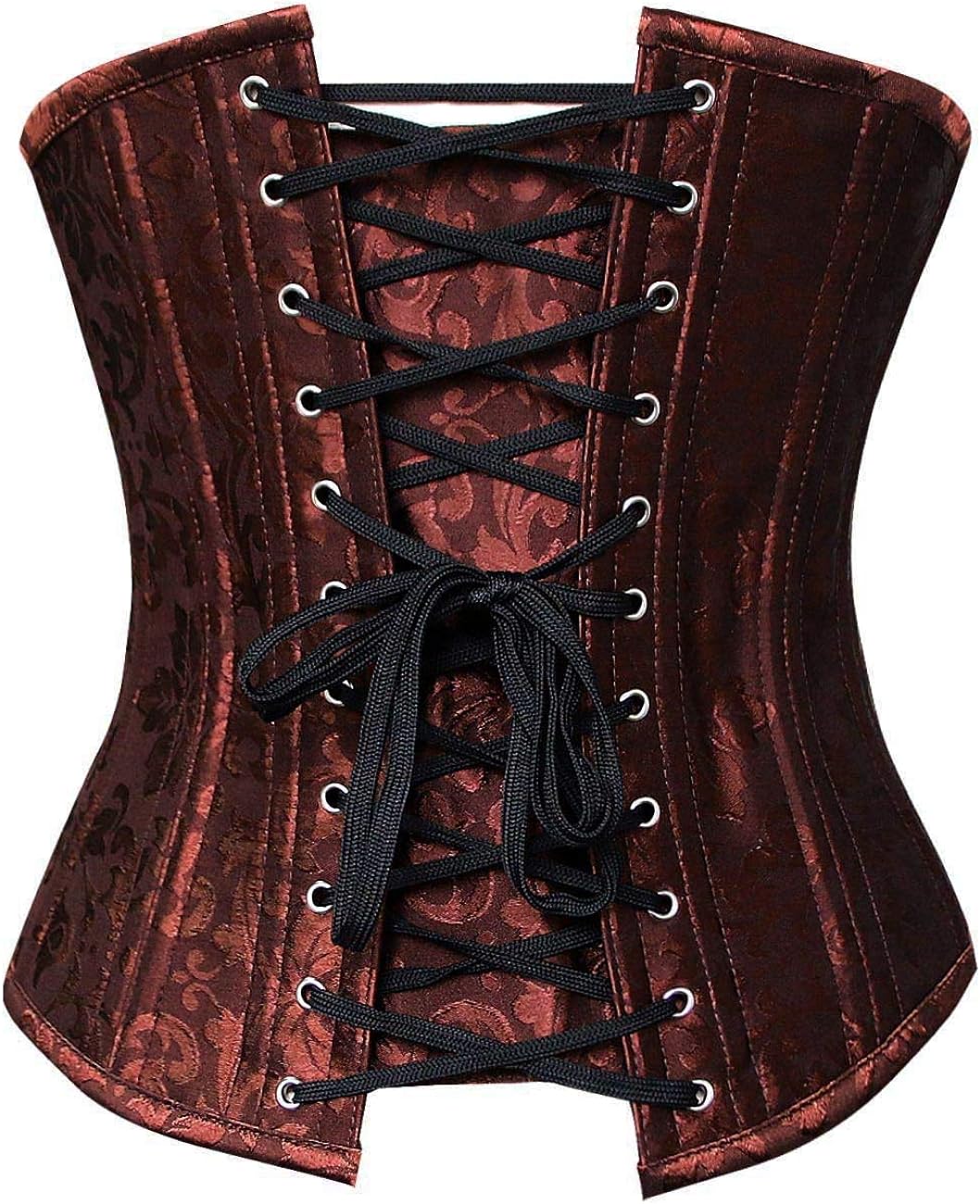 Charmian Womens 26 Steel Boned Vintage Brocade Underbust Waist Training CorsetBrown