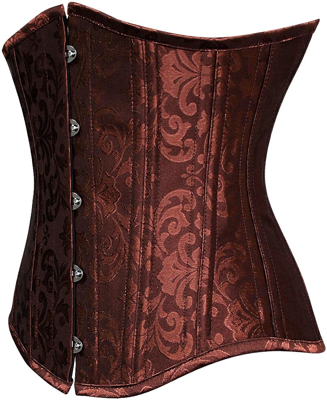 Charmian Womens 26 Steel Boned Vintage Brocade Underbust Waist Training CorsetBrown