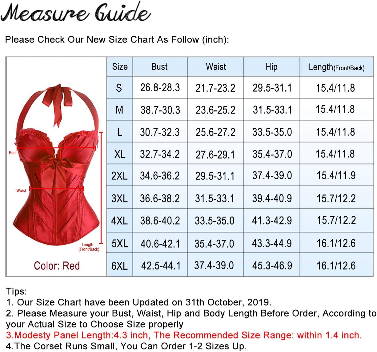 Charmian Womens Burlesque Vintage Satin Halter Boned Zipper Bustier Corset TopRed