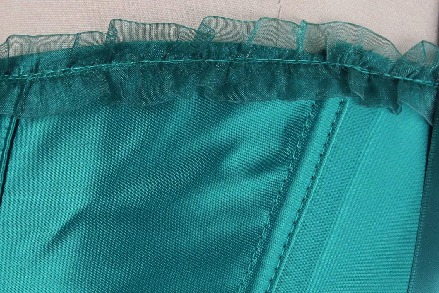 Charmian Womens Burlesque Vintage Satin Halter Boned Zipper Bustier Corset TopTurquoise