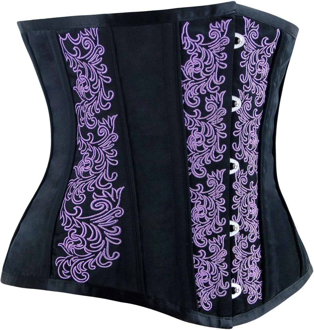 Charmian Womens Gothic Vintage Steel Boned Waist Training Underbust Corset TopPurpleBlack