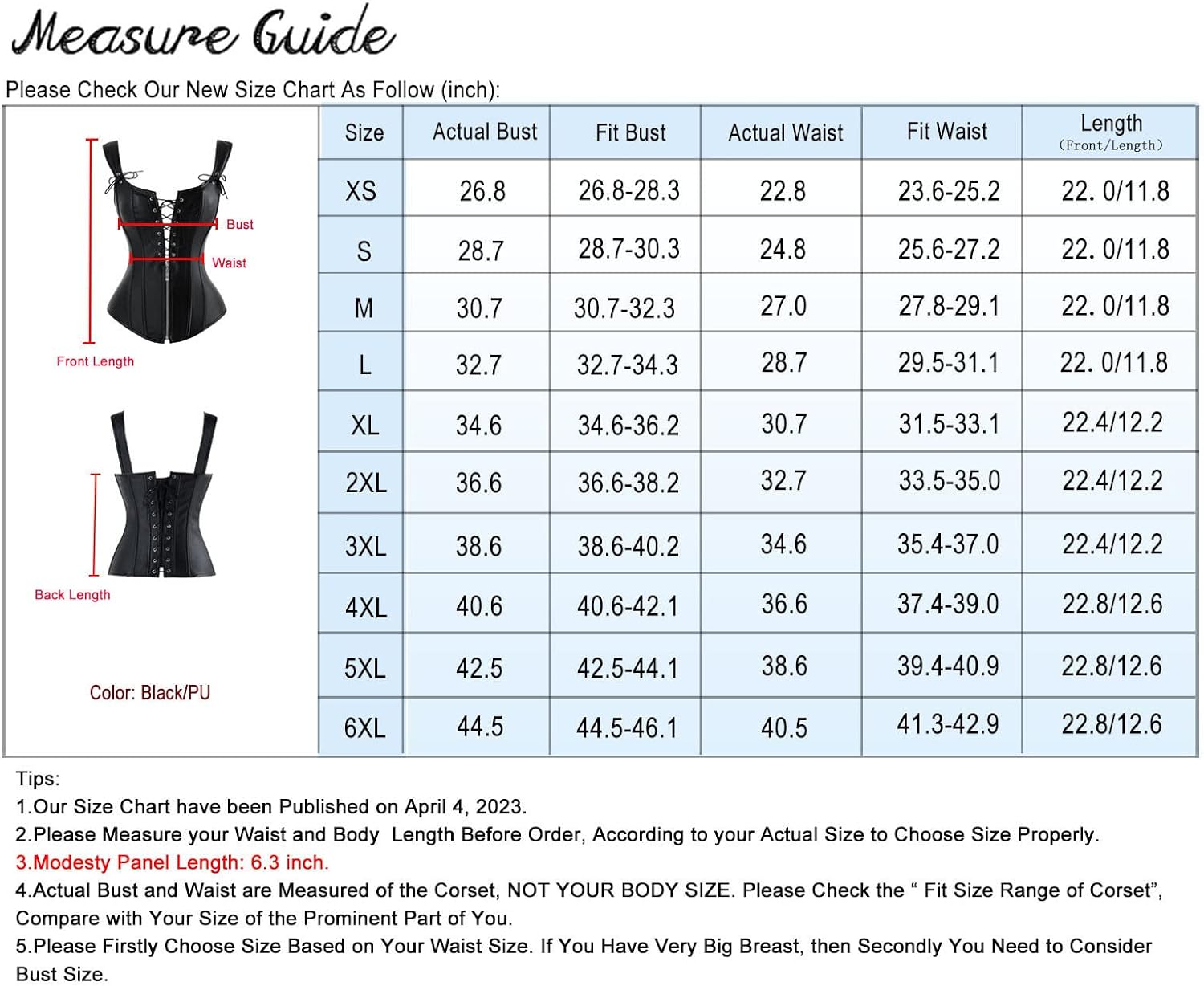 Charmian Womens Renaissance Lace Up Vintage Boned Bustier Corset with GartersBlackPu