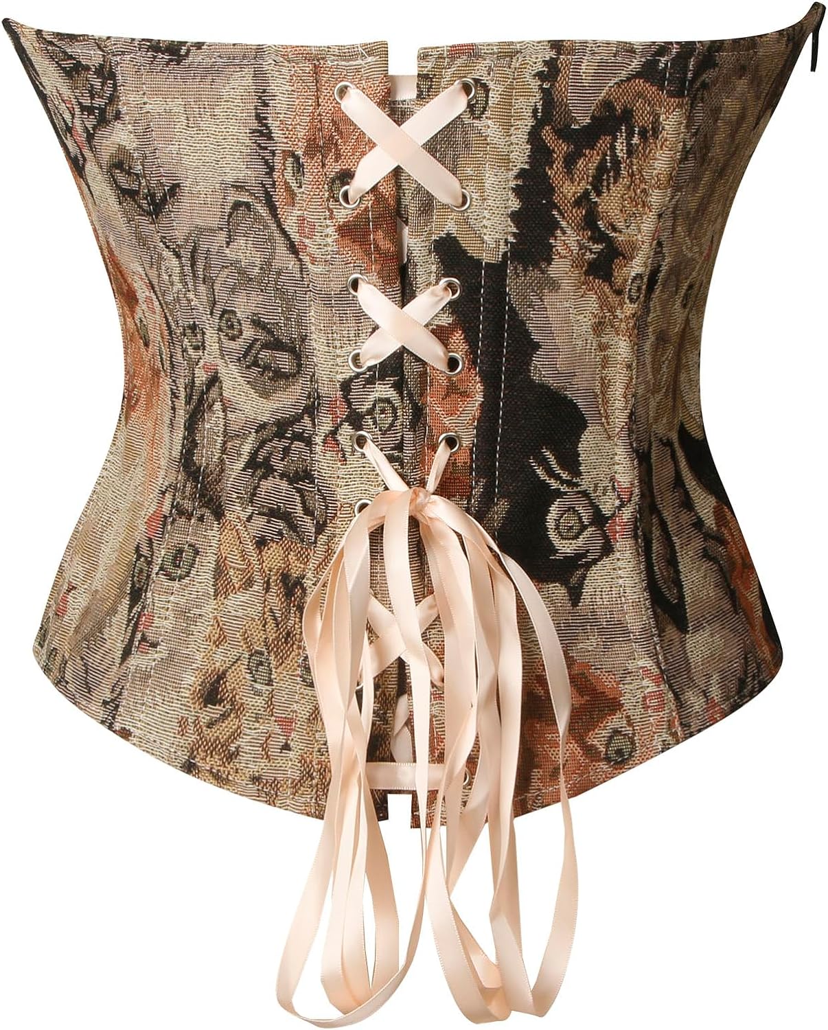 Charmian Womens Renaissance Vintage Cat Printed Underbust Waist Training CorsetCharmian Womens Renaissance Vintage Cat Printed Underbust Waist Training Corset