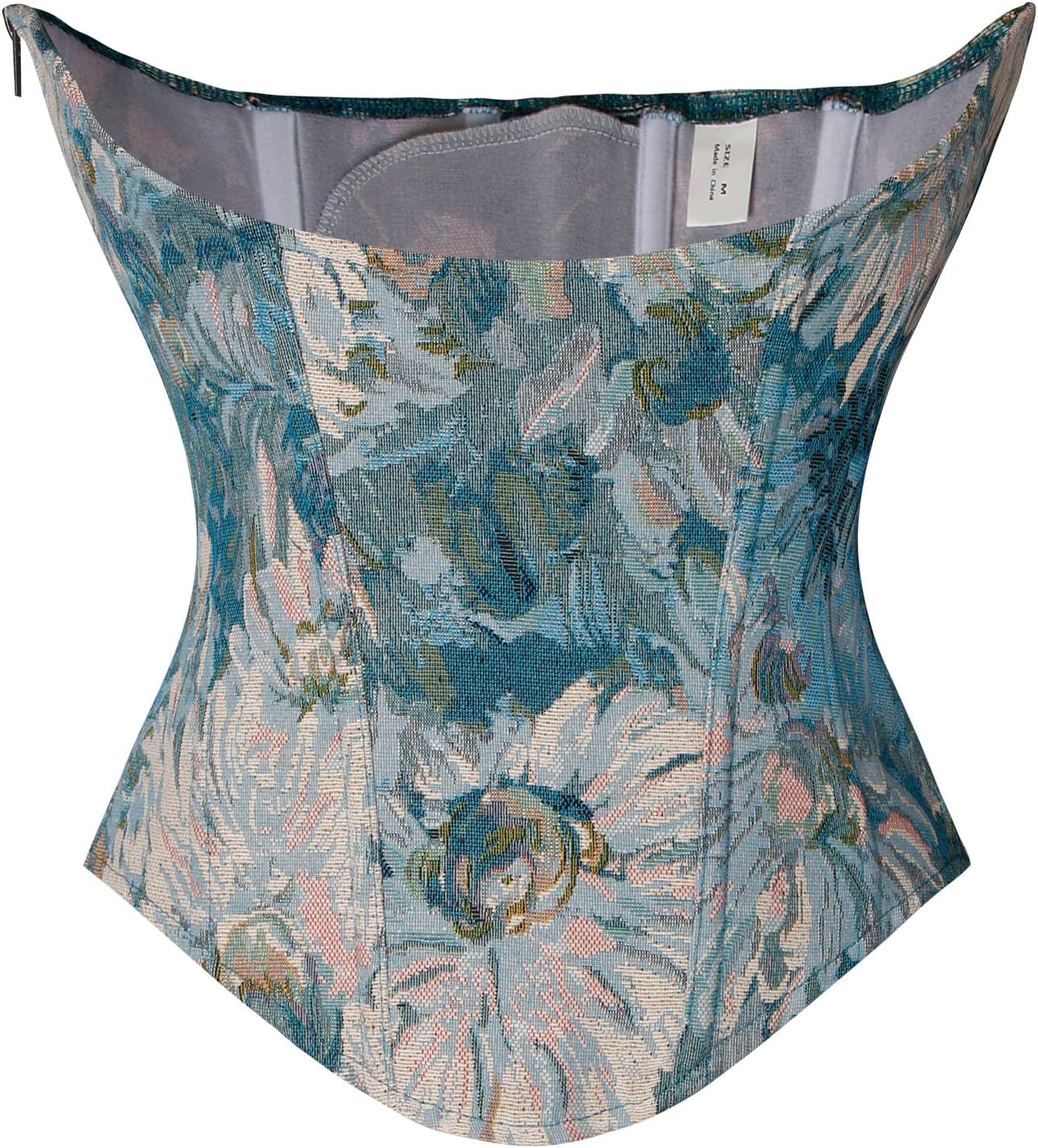 Charmian Womens Renaissance Vintage Floral Underbust Waist Training Corset TopBlue