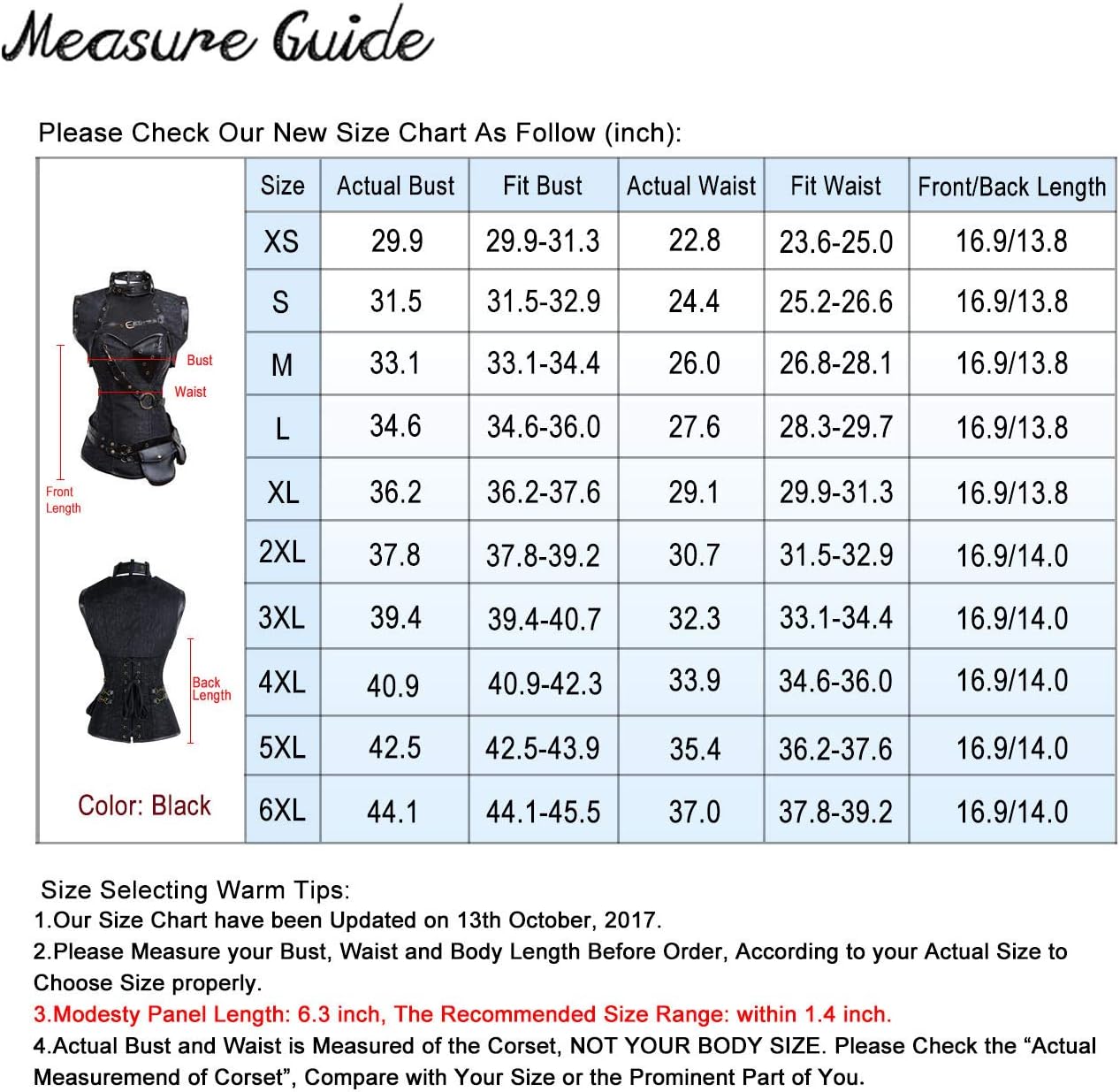 Charmian Womens Steampunk Spiral Steel Boned Vintage Retro Corset Tops BustierBlack