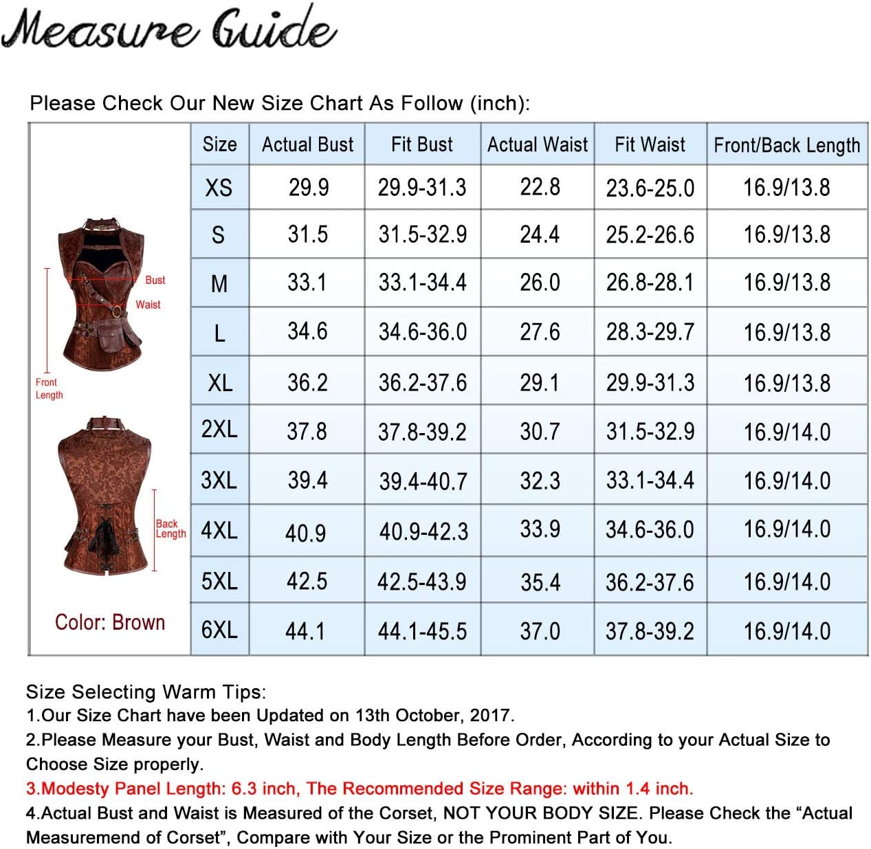 Charmian Womens Steampunk Spiral Steel Boned Vintage Retro Corset Tops BustierBrown
