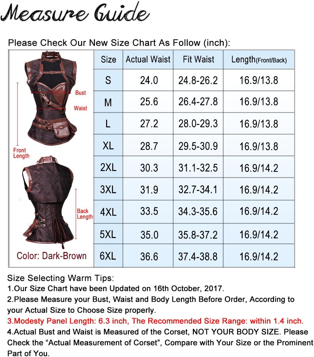 Charmian Womens Steampunk Spiral Steel Boned Vintage Retro Corset Tops BustierDarkbrown