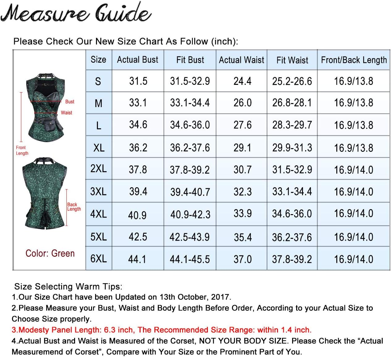 Charmian Womens Steampunk Spiral Steel Boned Vintage Retro Corset Tops BustierGreen