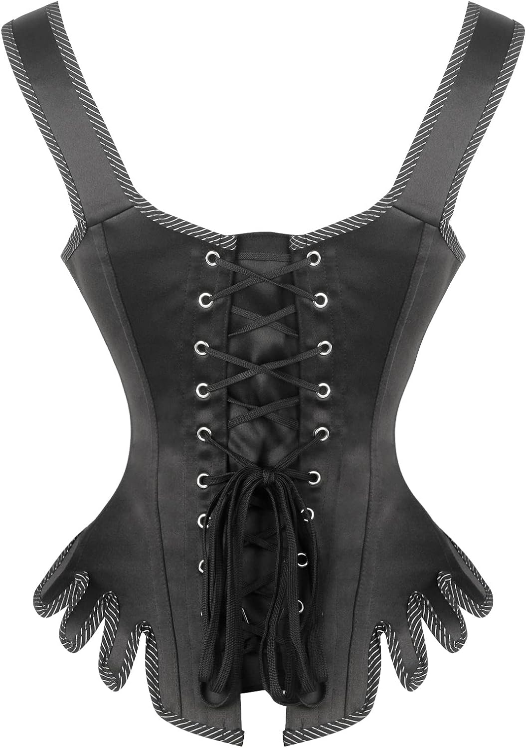 Charmian Womens Victorian Vintage Brocade Lace Up Bustier Overbust Corset TopBlack