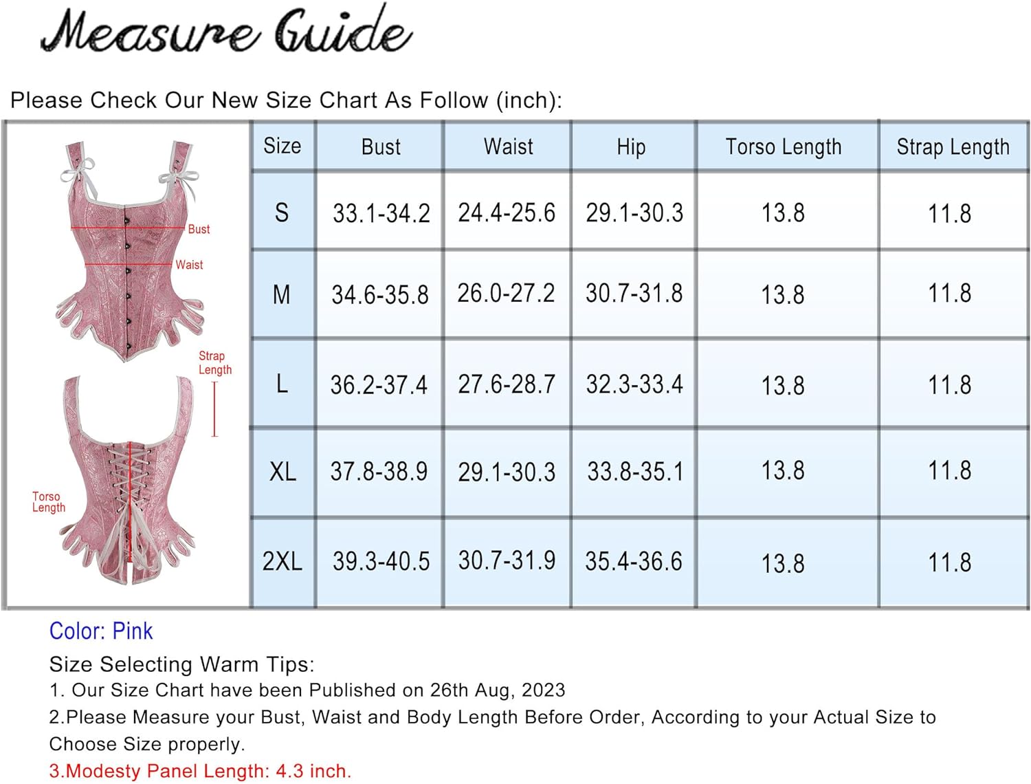 Charmian Womens Victorian Vintage Brocade Lace Up Bustier Overbust Corset TopPinkplastic Bones