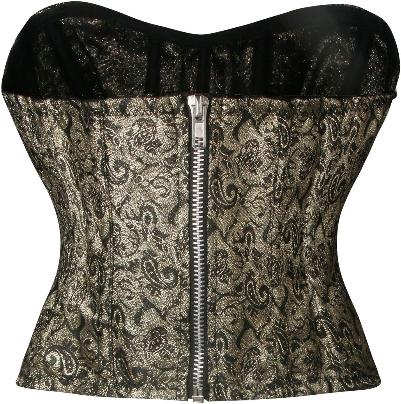 Charmian Womens Vintage Renaissance Floral Steel Boned Overbust Corset Crop TopMulticolored
