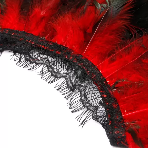 Charmian Costume Accessories Gothic Shrug Wrap Feather Shawl with Lace CapeRedBlack