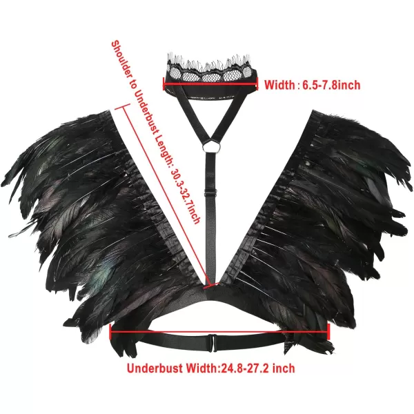 Charmian Costume Accessories Party Scarf Feather Shoulder Wrap Shawl with ChokerBlack