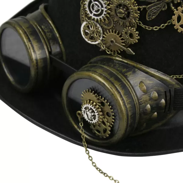 Charmian Unisex Steampunk Top Hat Goggles Gears Chain Deluxe Costume AccessoryStyle01