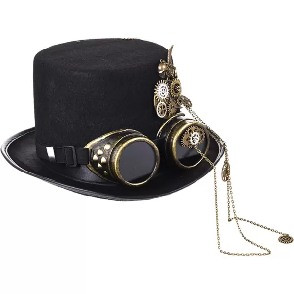 Charmian Unisex Steampunk Top Hat Goggles Gears Chain Deluxe Costume AccessoryStyle01