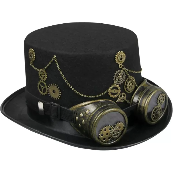 Charmian Unisex Steampunk Top Hat Goggles Gears Chain Deluxe Costume AccessoryStyle04