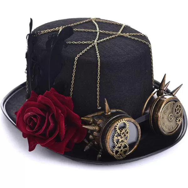 Charmian Unisex Steampunk Top Hat Goggles Gears Chain Deluxe Costume AccessoryStyle06