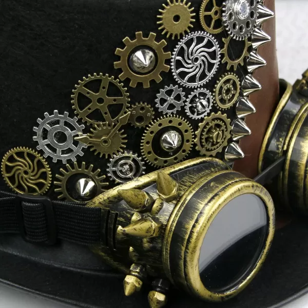 Charmian Unisex Steampunk Top Hat Goggles Gears Chain Deluxe Costume AccessoryStyle10