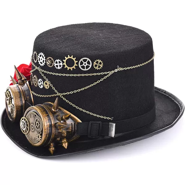 Charmian Unisex Steampunk Top Hat Goggles Gears Chain Deluxe Costume AccessoryStyle12