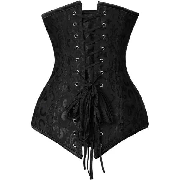 Charmian Womens 26 Steel Boned Cotton Long Torso Hourglass Body Shaper Corset26heavysteelblack