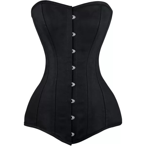 Charmian Womens 26 Steel Boned Cotton Long Torso Hourglass Body Shaper CorsetBlack