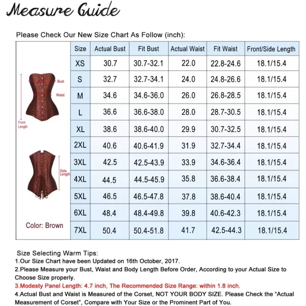 Charmian Womens 26 Steel Boned Cotton Long Torso Hourglass Body Shaper CorsetBrown