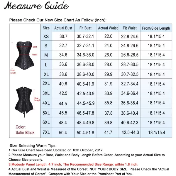 Charmian Womens 26 Steel Boned Cotton Long Torso Hourglass Body Shaper CorsetSatin Black