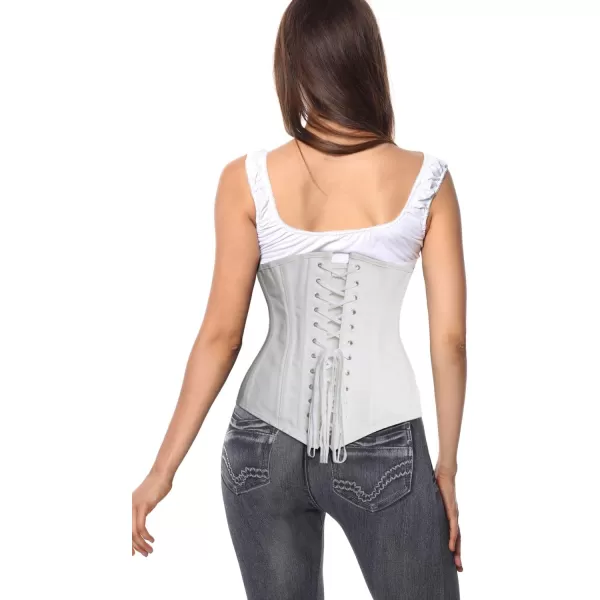 Charmian Womens 26 Steel Boned Cotton Long Torso Hourglass Body Shaper CorsetUnderbustwhite