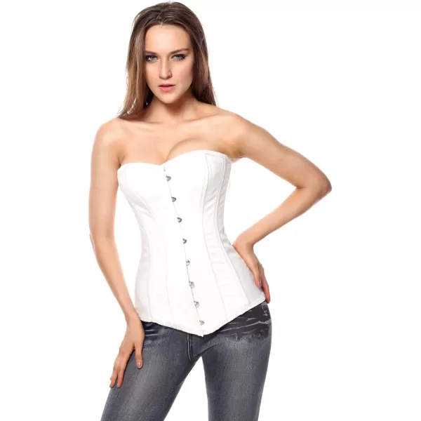 Charmian Womens 26 Steel Boned Cotton Long Torso Hourglass Body Shaper CorsetWhite