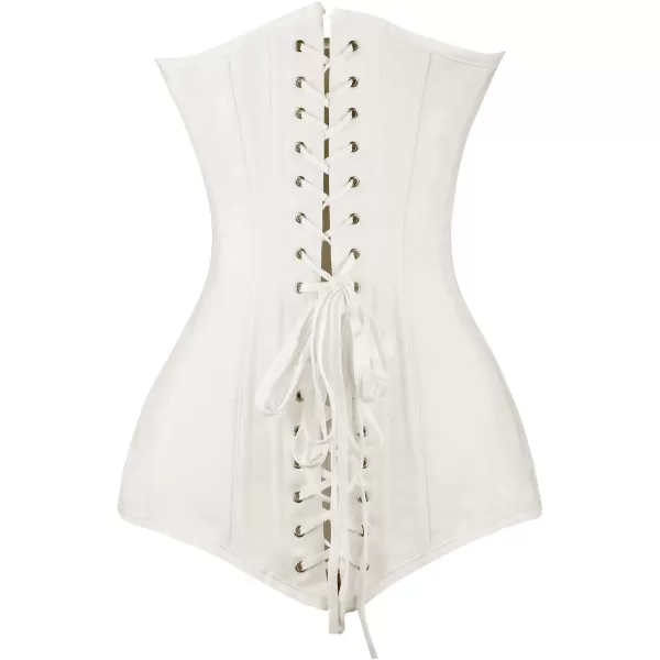 Charmian Womens 26 Steel Boned Cotton Long Torso Hourglass Body Shaper CorsetWhite