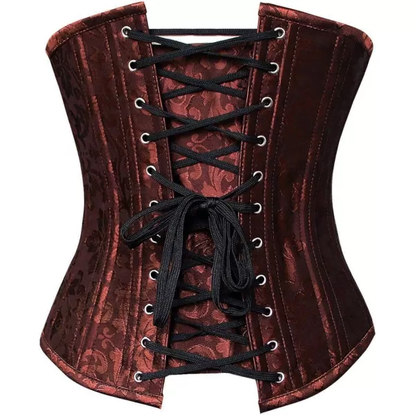 Charmian Womens 26 Steel Boned Vintage Brocade Underbust Waist Training CorsetBrown