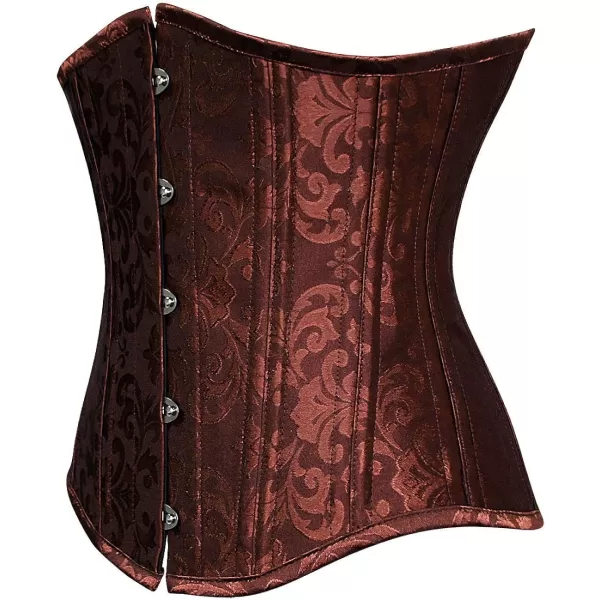 Charmian Womens 26 Steel Boned Vintage Brocade Underbust Waist Training CorsetBrown