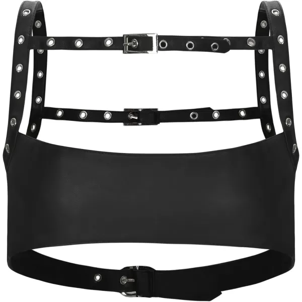 Charmian Womens Accessories Gothic Leather Body Harness Hollow Out Tank Cage BraBlack