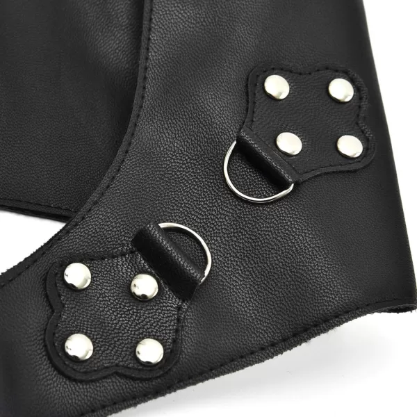 Charmian Womens Accessories Gothic Leather Body Harness Hollow Out Tank Cage BraBlack