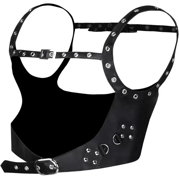 Charmian Womens Accessories Gothic Leather Body Harness Hollow Out Tank Cage BraBlack