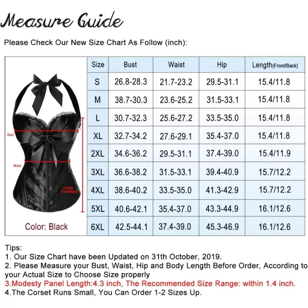 Charmian Womens Burlesque Vintage Satin Halter Boned Zipper Bustier Corset TopBlack