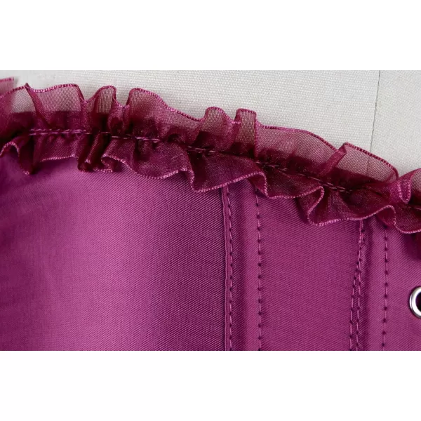 Charmian Womens Burlesque Vintage Satin Halter Boned Zipper Bustier Corset TopPurple
