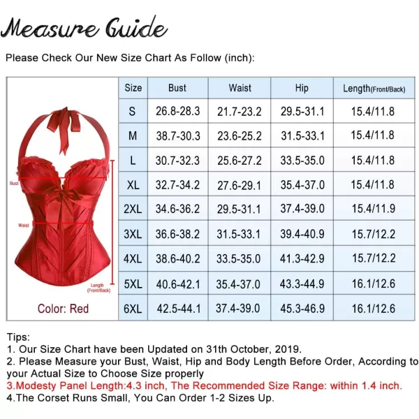 Charmian Womens Burlesque Vintage Satin Halter Boned Zipper Bustier Corset TopRed