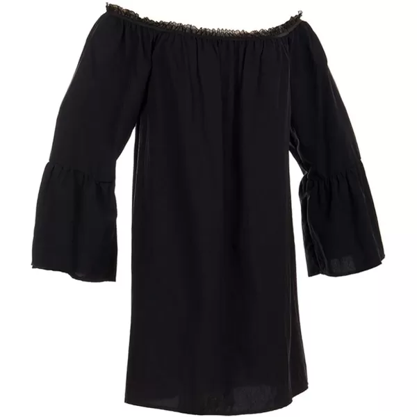 Charmian Womens Casual Ruffled Off Shoulder Long Sleeve Blouse TopBlack