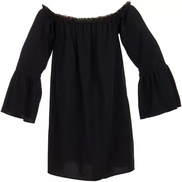 Charmian Womens Casual Ruffled Off Shoulder Long Sleeve Blouse TopBlack