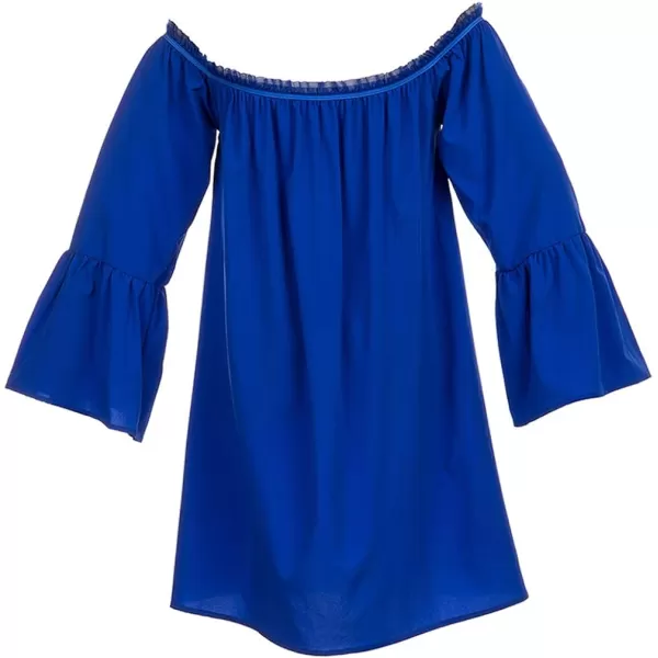 Charmian Womens Casual Ruffled Off Shoulder Long Sleeve Blouse TopBlue