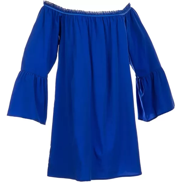 Charmian Womens Casual Ruffled Off Shoulder Long Sleeve Blouse TopBlue