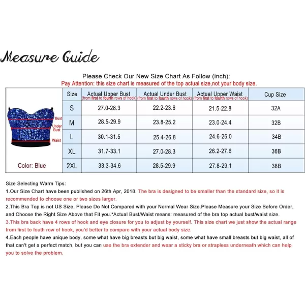 Charmian Womens Colorful Rhinestone Push Up Bra Clubwear Party Bustier Crop TopBlue