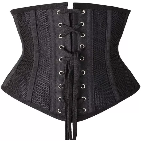 Charmian Womens Double Heavy Spiral Steel Boned Underbust Waist Cincher Corset16steelmeshblack