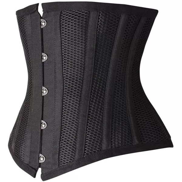 Charmian Womens Double Heavy Spiral Steel Boned Underbust Waist Cincher Corset16steelmeshblack