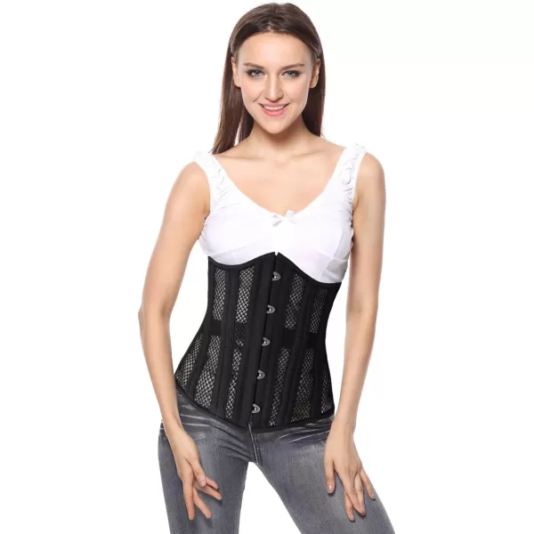 Charmian Womens Double Heavy Spiral Steel Boned Underbust Waist Cincher Corset22steelmeshblack