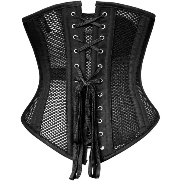 Charmian Womens Double Heavy Spiral Steel Boned Underbust Waist Cincher Corset22steelmeshblack