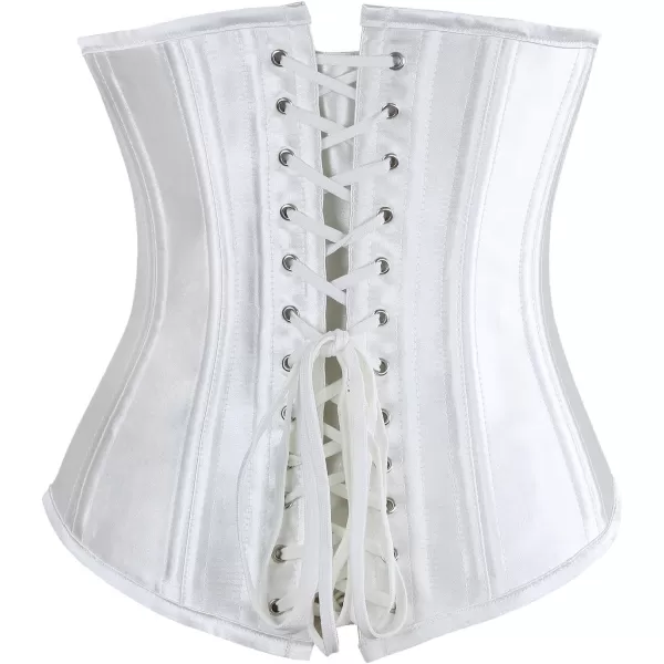 Charmian Womens Double Heavy Spiral Steel Boned Underbust Waist Cincher CorsetOffwhite