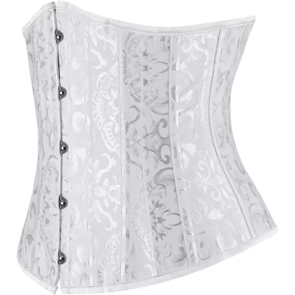 Charmian Womens Double Heavy Spiral Steel Boned Underbust Waist Cincher CorsetWhite