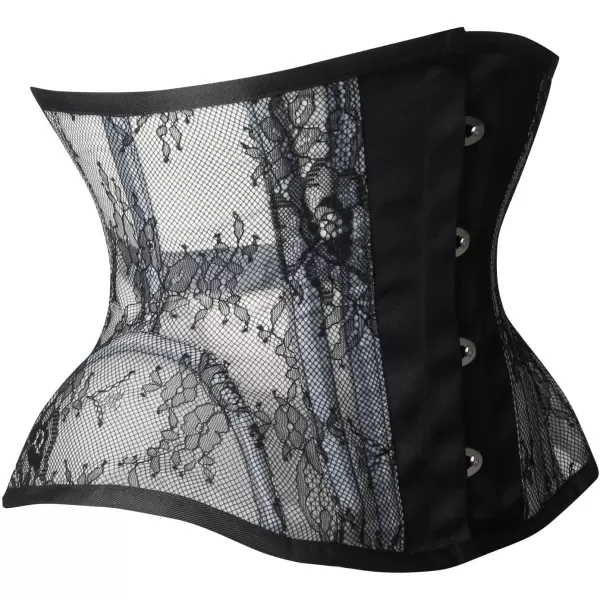 Charmian Womens Floral Lace Mesh Underbust Corset Steel Boned Waist Cincher4 Busk Closureblack